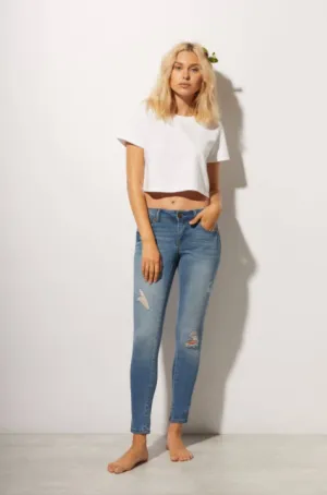 1822 Denim Women's RE:Denim 28" Distressed Ankle Skinny Jeans