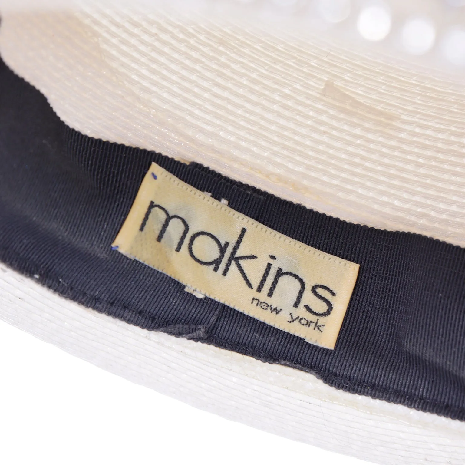 1990s Makins White with Cream Feathers Church Derby Hat
