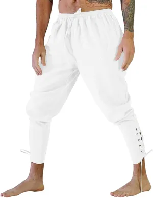 2023 Mens Halloween Pants Ankle Banded Renaissance Pants Medieval Pants Halloween Cosplay Costume Trousers with Drawstrings