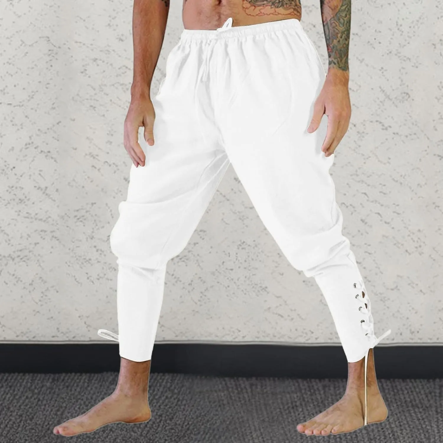 2023 Mens Halloween Pants Ankle Banded Renaissance Pants Medieval Pants Halloween Cosplay Costume Trousers with Drawstrings