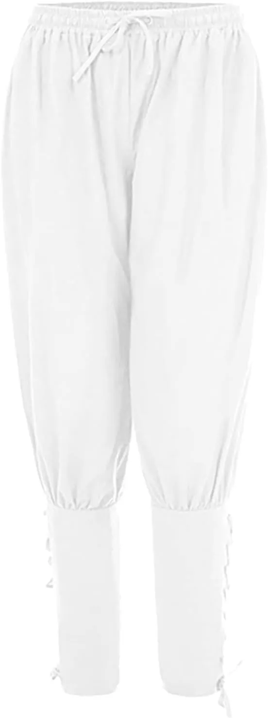 2023 Mens Halloween Pants Ankle Banded Renaissance Pants Medieval Pants Halloween Cosplay Costume Trousers with Drawstrings
