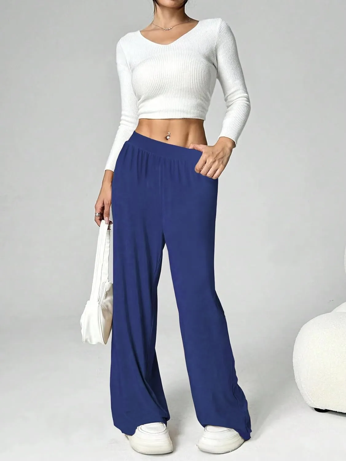 3 Pack Women's Lounge Cozy Wide Leg with Pockets Loose Flowy Yoga Sweatpants Workout Comfy Jogger Pants