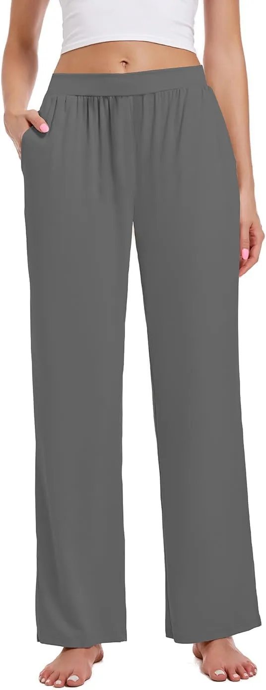 3 Pack Women's Lounge Cozy Wide Leg with Pockets Loose Flowy Yoga Sweatpants Workout Comfy Jogger Pants
