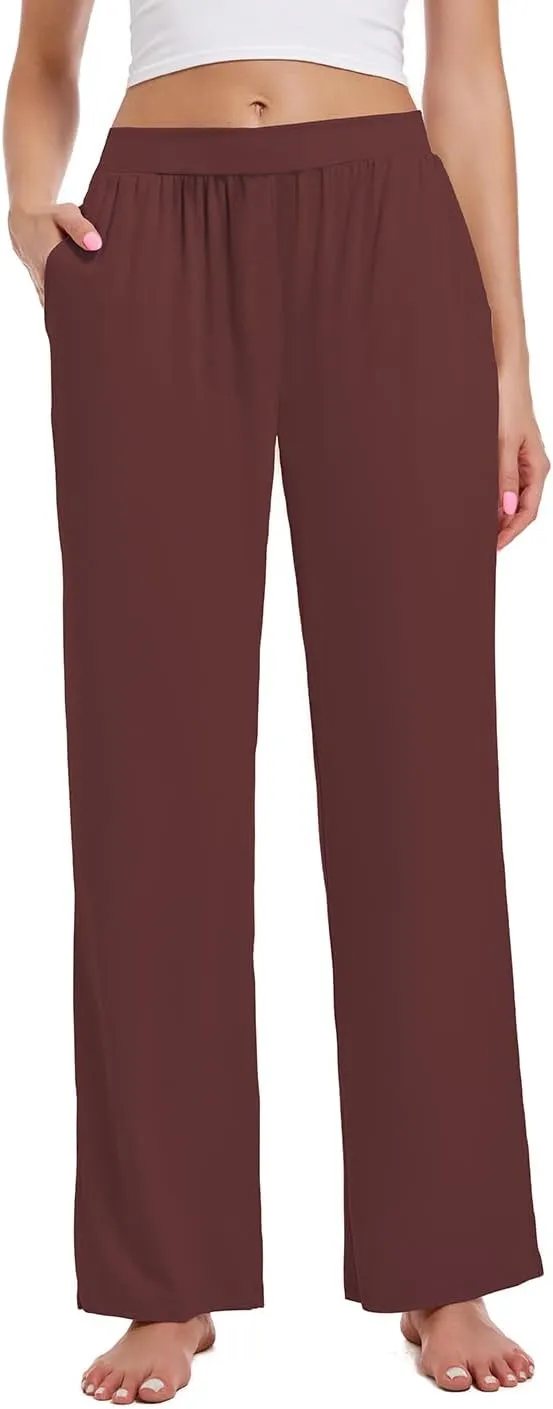 3 Pack Women's Lounge Cozy Wide Leg with Pockets Loose Flowy Yoga Sweatpants Workout Comfy Jogger Pants