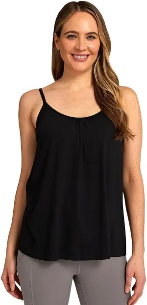 32 Degrees Women's Cool Flowy Bra Cami | with Built-in Cups | Relaxed Fit | Adjustable Spaghetti Strap