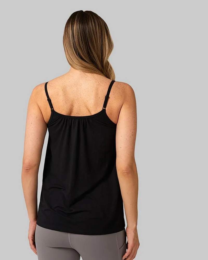 32 Degrees Women's Cool Flowy Bra Cami | with Built-in Cups | Relaxed Fit | Adjustable Spaghetti Strap