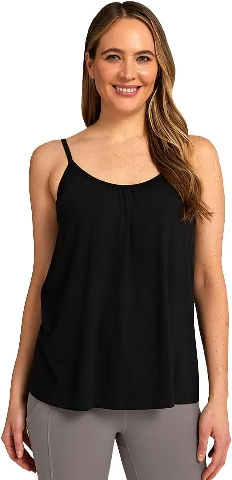 32 Degrees Women's Cool Flowy Bra Cami | with Built-in Cups | Relaxed Fit | Adjustable Spaghetti Strap
