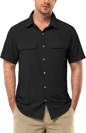 33,000ft Men's UPF 50  UV Short Sleeve Hiking Fishing Shirt Quick Dry Cooling PFG Sun Protection Shirt for Travel Safari