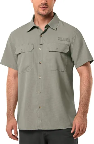 33,000ft Men's UPF 50  UV Short Sleeve Hiking Fishing Shirt Quick Dry Cooling PFG Sun Protection Shirt for Travel Safari