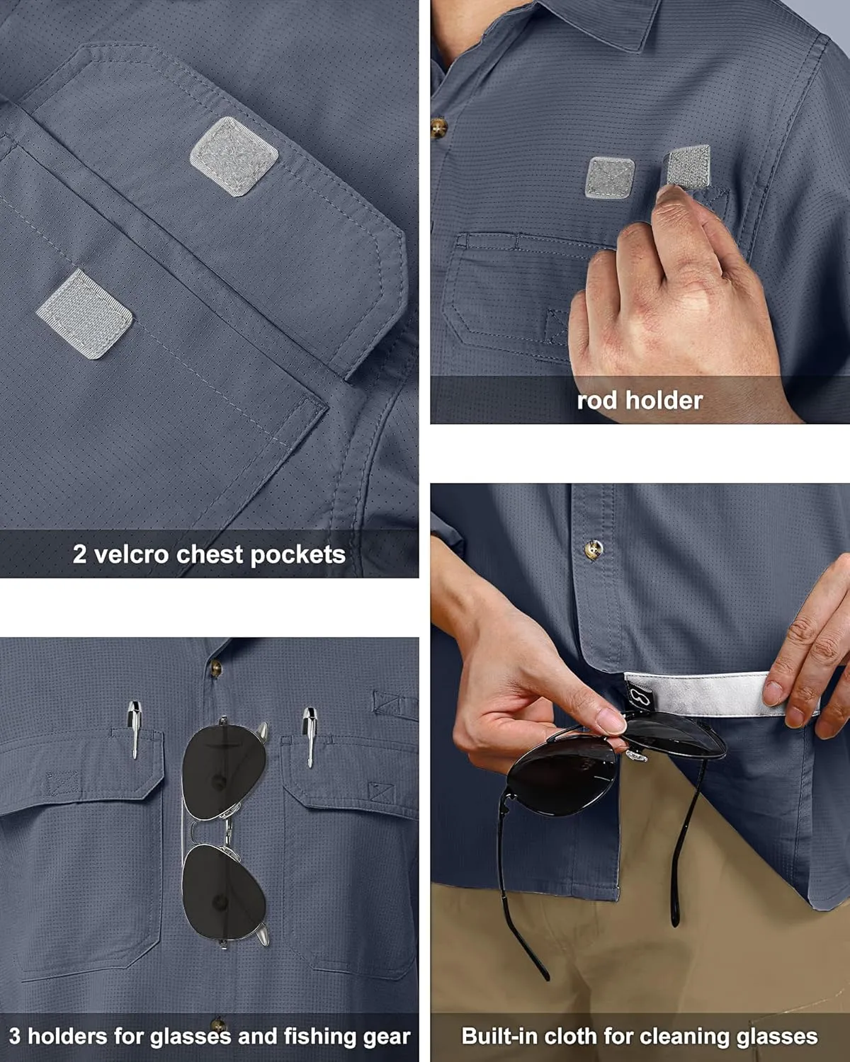 33,000ft Men's UPF 50  UV Short Sleeve Hiking Fishing Shirt Quick Dry Cooling PFG Sun Protection Shirt for Travel Safari