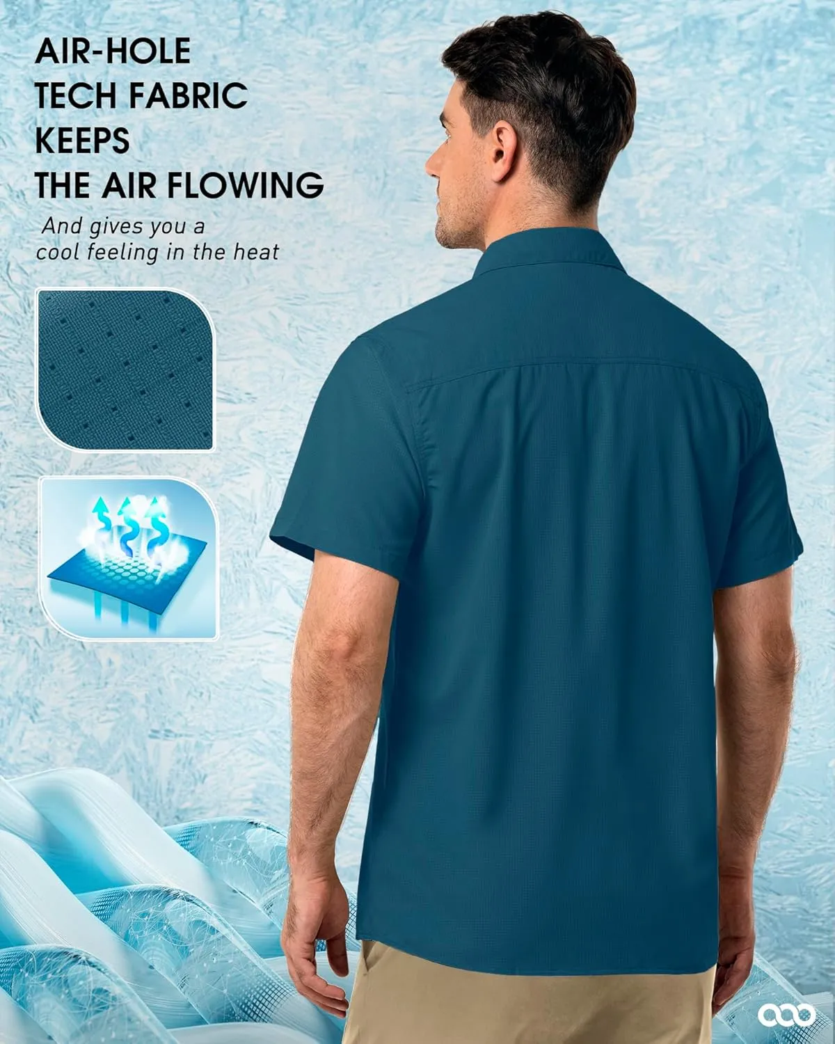 33,000ft Men's UPF 50  UV Short Sleeve Hiking Fishing Shirt Quick Dry Cooling PFG Sun Protection Shirt for Travel Safari
