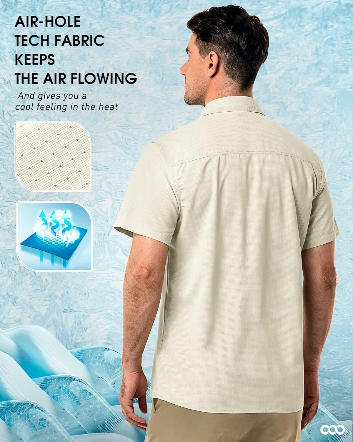 33,000ft Men's UPF 50  UV Short Sleeve Hiking Fishing Shirt Quick Dry Cooling PFG Sun Protection Shirt for Travel Safari