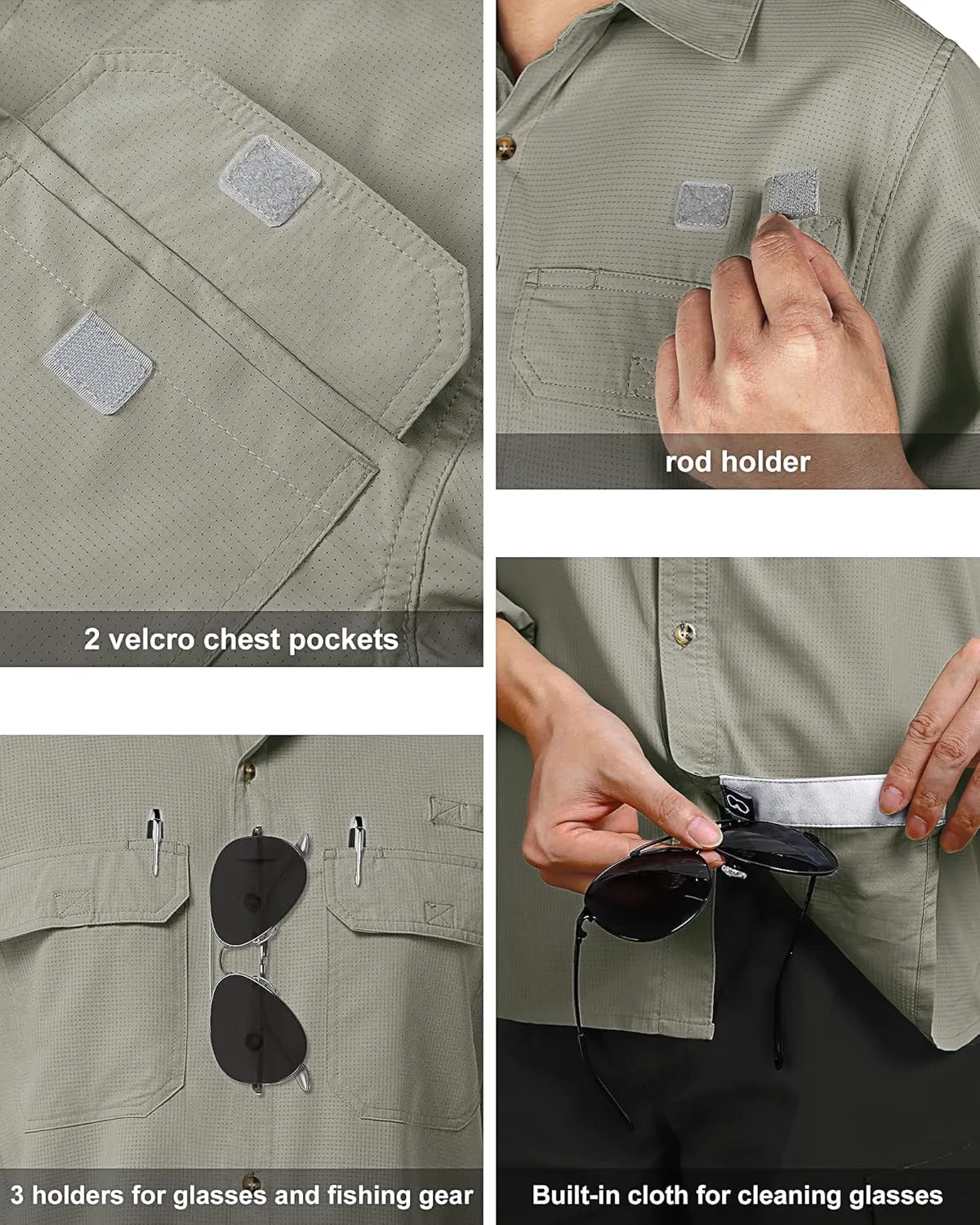 33,000ft Men's UPF 50  UV Short Sleeve Hiking Fishing Shirt Quick Dry Cooling PFG Sun Protection Shirt for Travel Safari