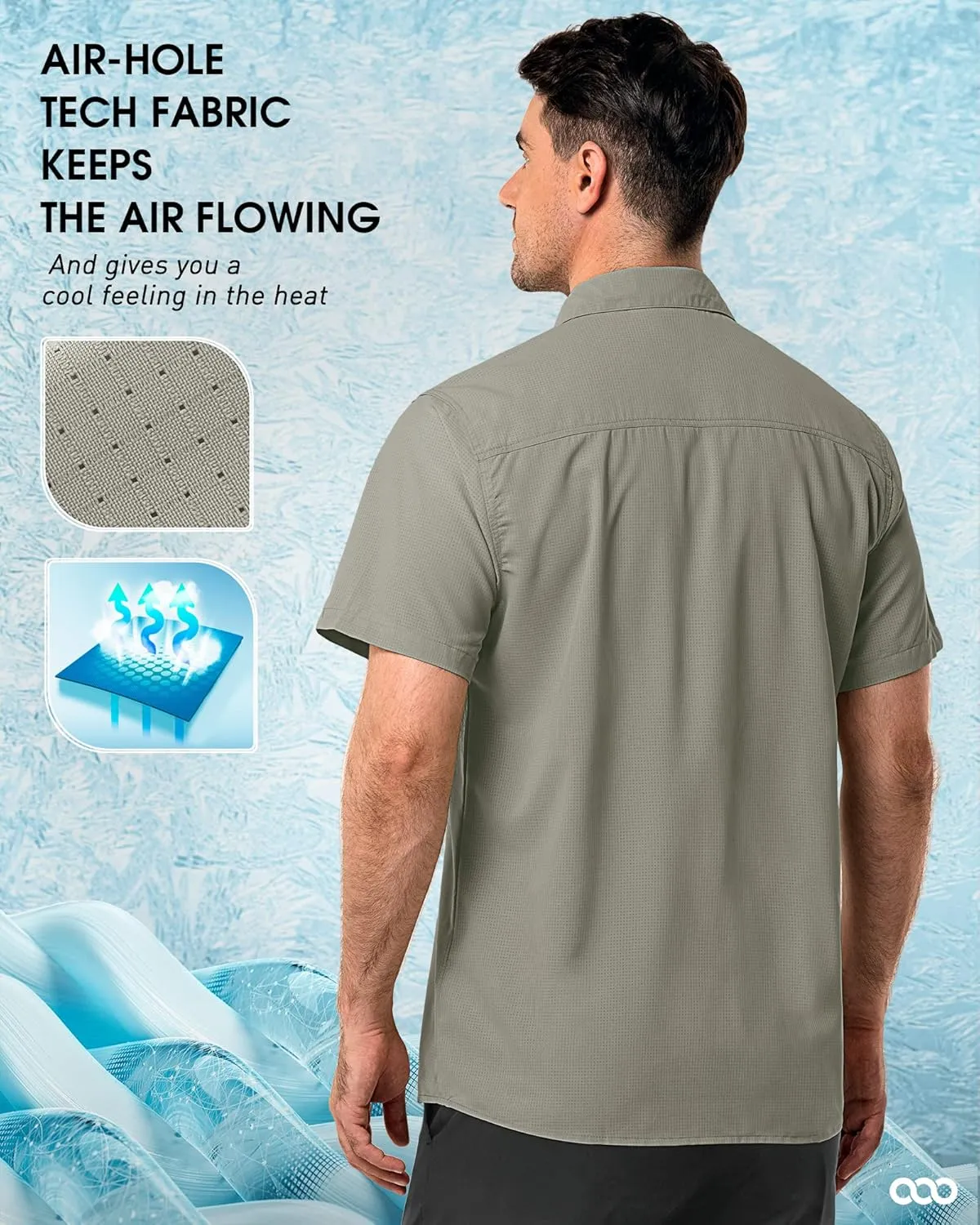 33,000ft Men's UPF 50  UV Short Sleeve Hiking Fishing Shirt Quick Dry Cooling PFG Sun Protection Shirt for Travel Safari