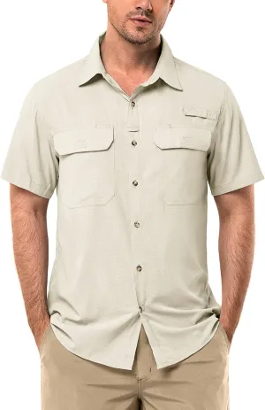 33,000ft Men's UPF 50  UV Short Sleeve Hiking Fishing Shirt Quick Dry Cooling PFG Sun Protection Shirt for Travel Safari