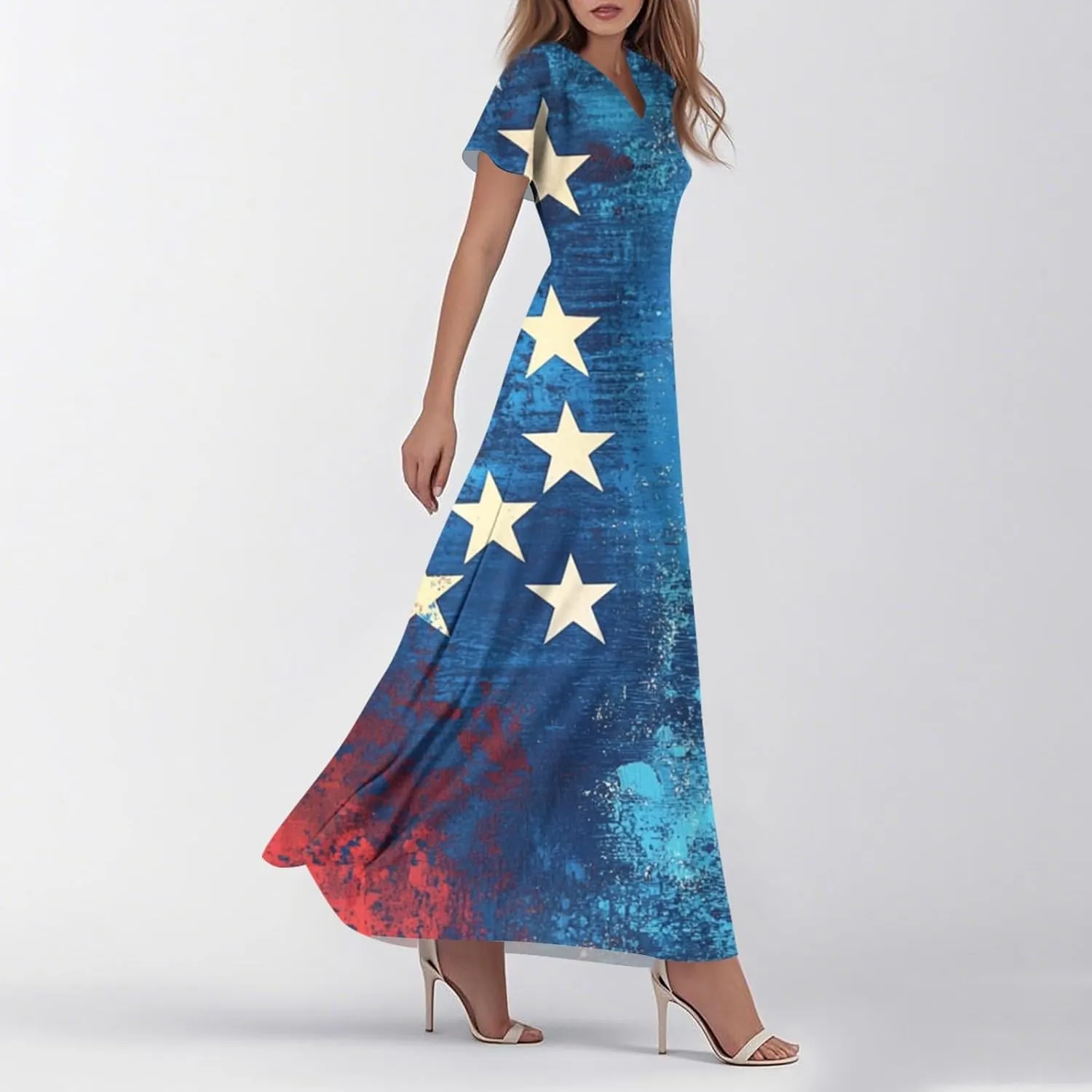 ADHOWBEW 4th of July Dress Women 2025 Holiday Plus Size Graphic USA Sexy Patriotic Independence Day Dresses