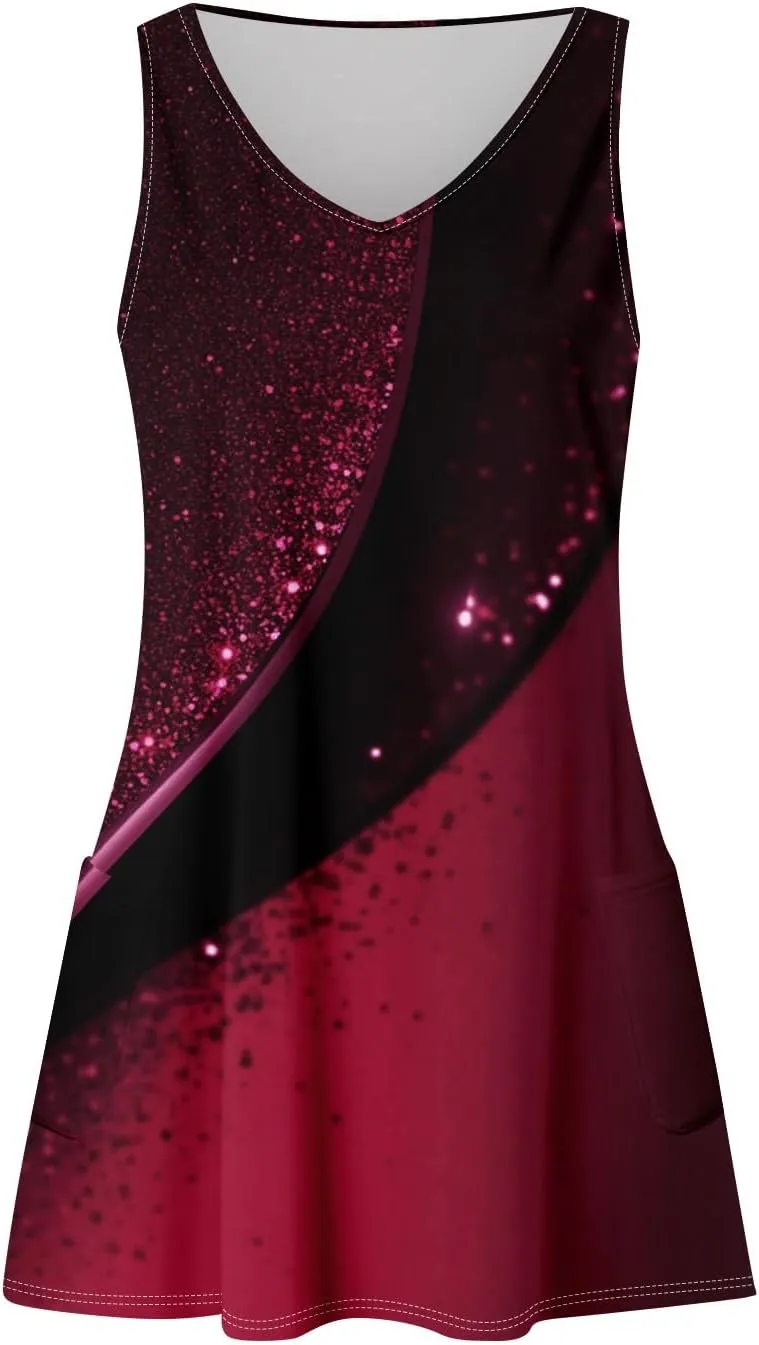 ADHOWBEW Beach Dresses for Women 2025 V Neck Tropical Elegant Casual Sleeveless Sexy Plus Size Flowy Dress