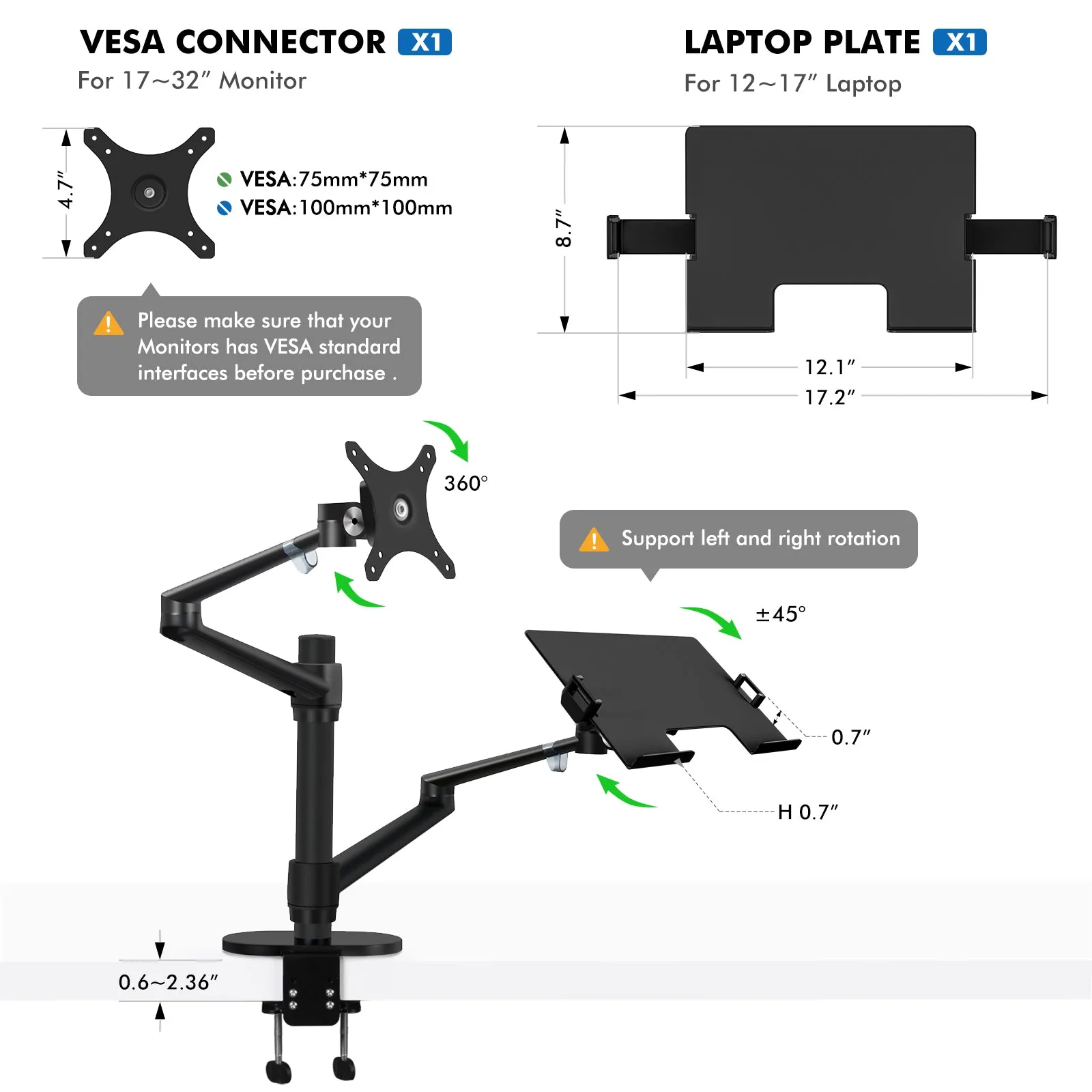 Adjustable Monitor&Laptop Mounts 2-in-1(OL-3L)