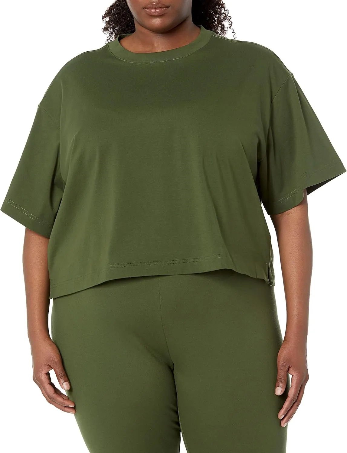 Amazon Essentials Women's Organic Cotton Drop Shoulder Relaxed Boxy Short-Sleeve T-Shirt (Available in Plus Size)