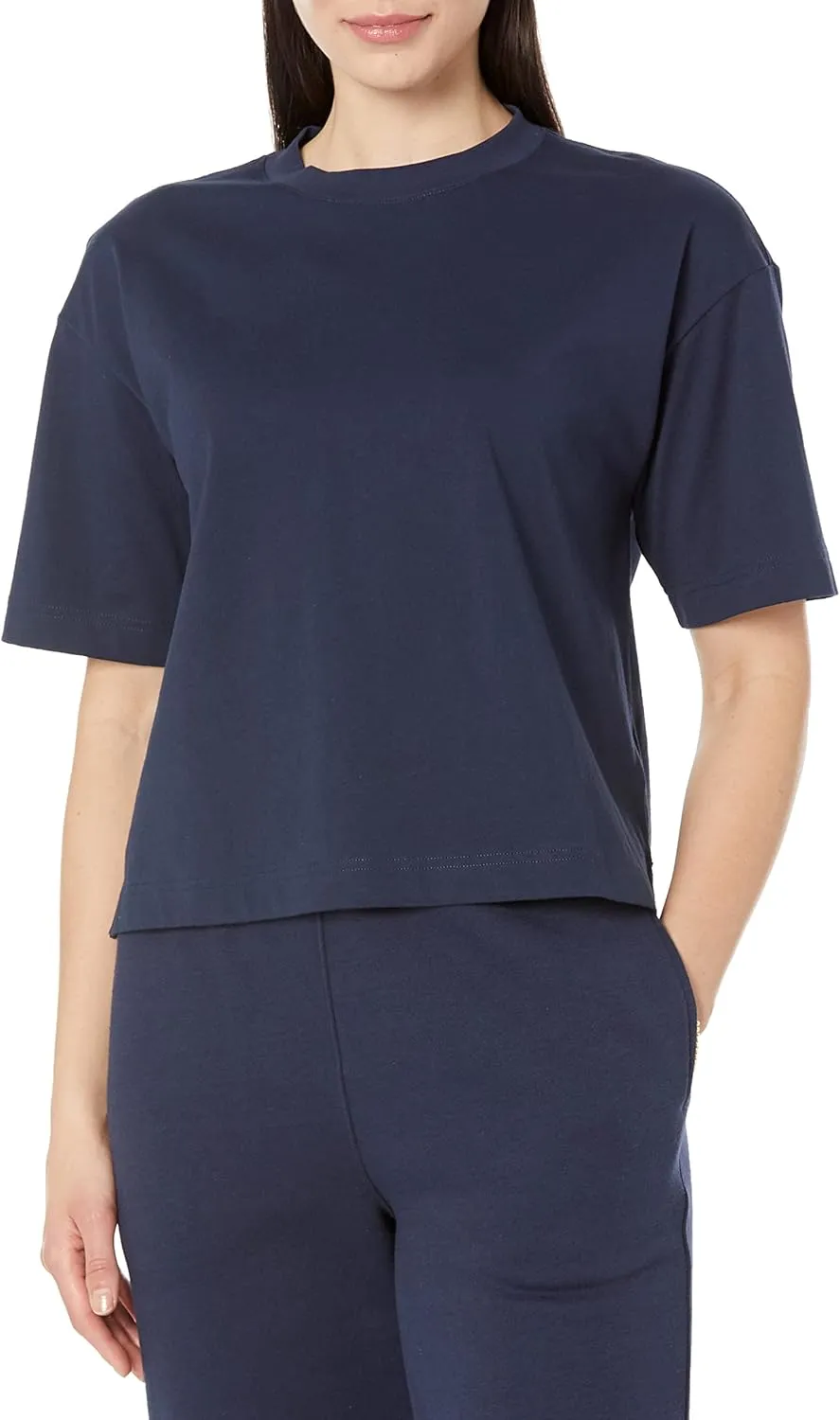 Amazon Essentials Women's Organic Cotton Drop Shoulder Relaxed Boxy Short-Sleeve T-Shirt (Available in Plus Size)