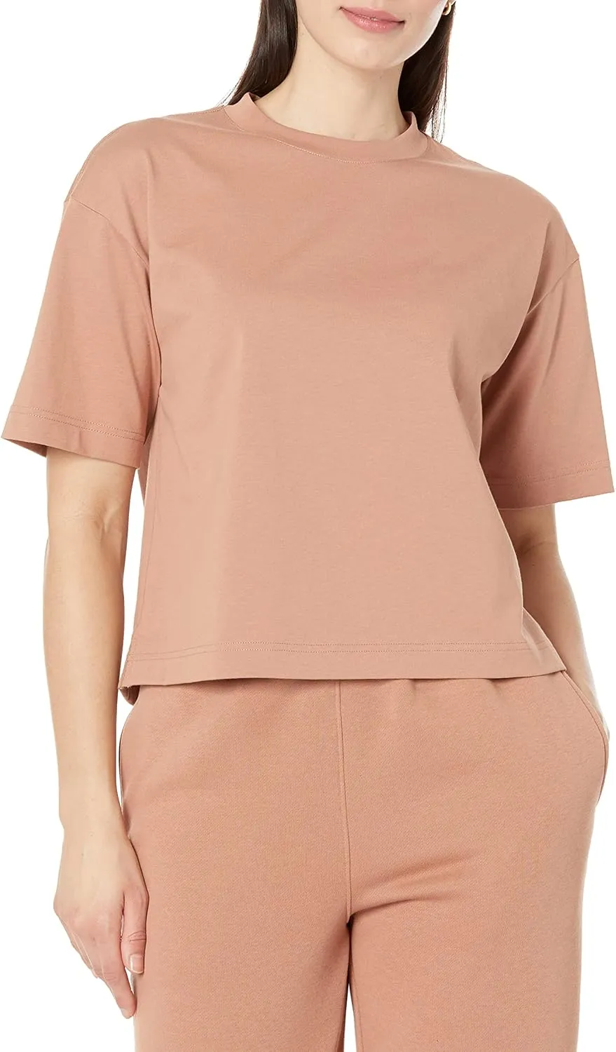 Amazon Essentials Women's Organic Cotton Drop Shoulder Relaxed Boxy Short-Sleeve T-Shirt (Available in Plus Size)