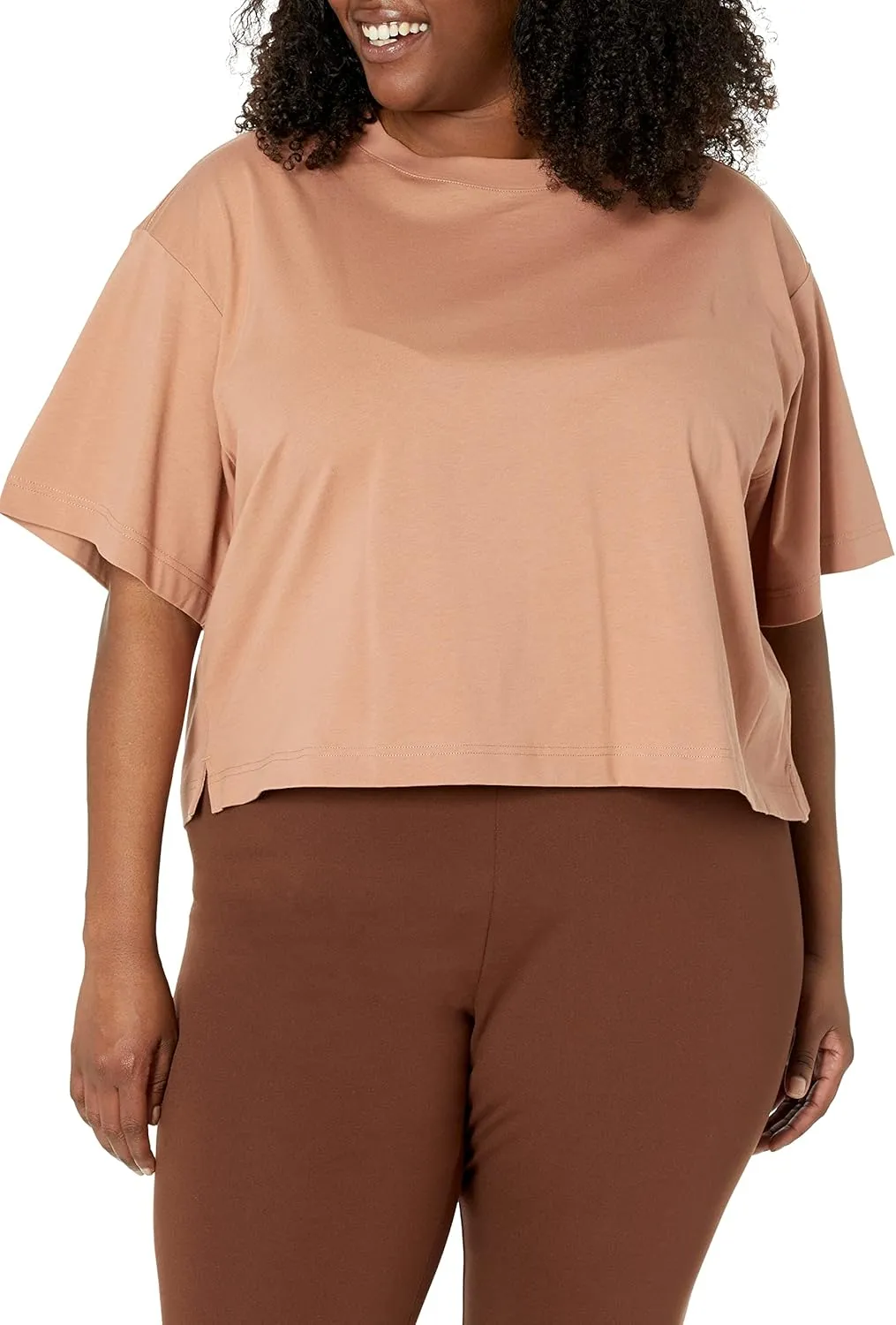 Amazon Essentials Women's Organic Cotton Drop Shoulder Relaxed Boxy Short-Sleeve T-Shirt (Available in Plus Size)