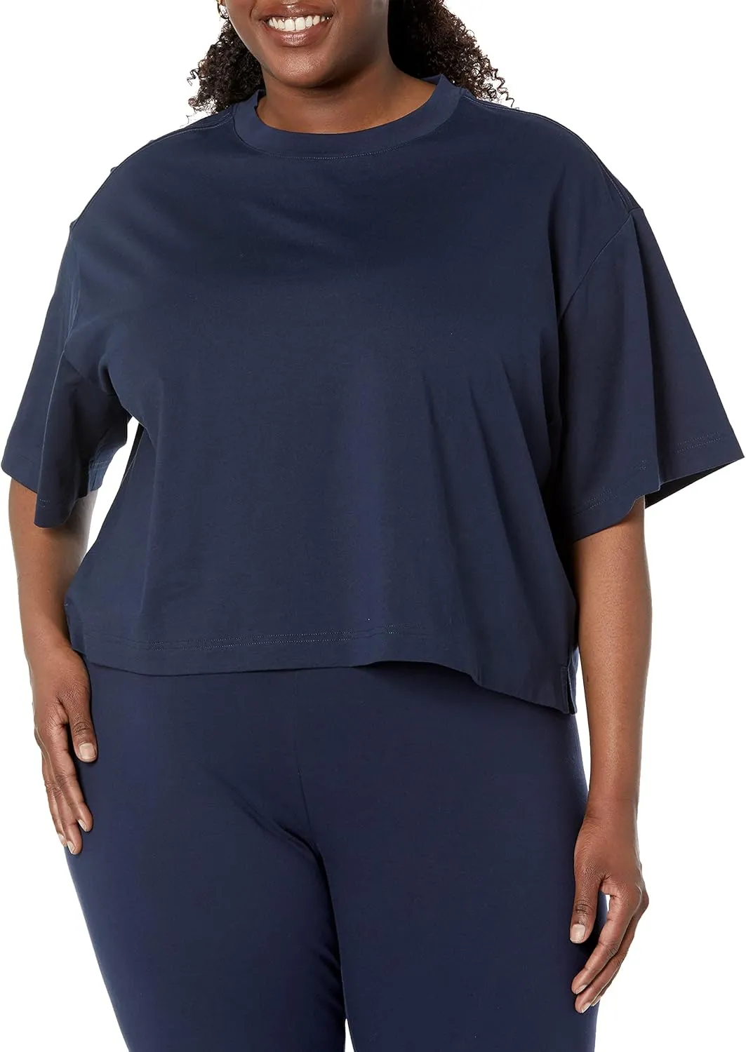 Amazon Essentials Women's Organic Cotton Drop Shoulder Relaxed Boxy Short-Sleeve T-Shirt (Available in Plus Size)