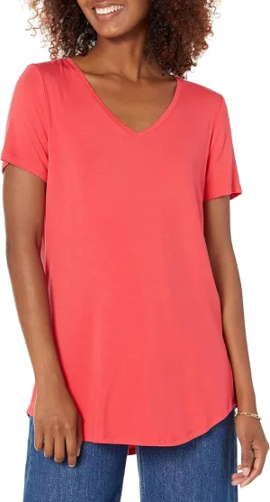 Amazon Essentials Women's Relaxed-Fit Short-Sleeve V-Neck Tunic (Available in Plus Size), Multipacks