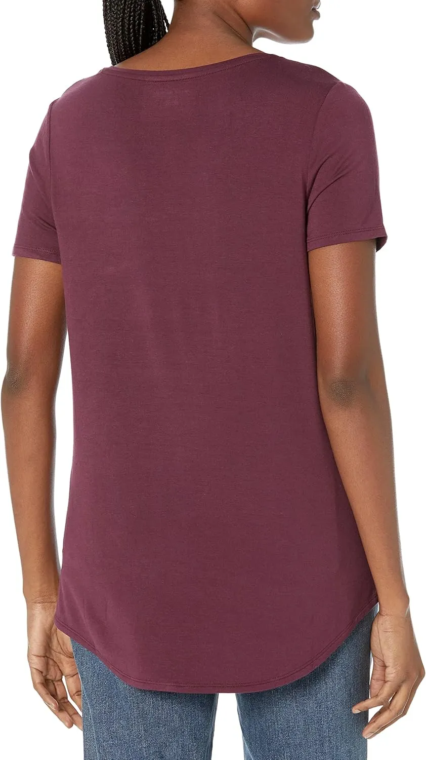 Amazon Essentials Women's Relaxed-Fit Short-Sleeve V-Neck Tunic (Available in Plus Size), Multipacks