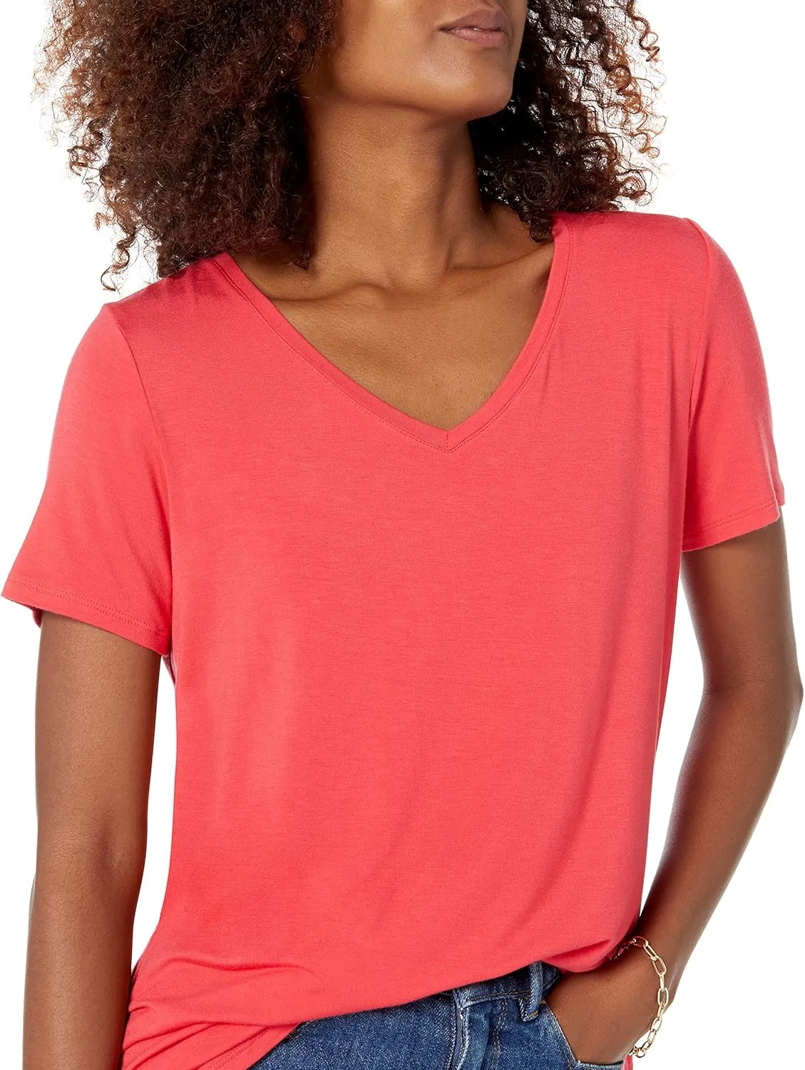Amazon Essentials Women's Relaxed-Fit Short-Sleeve V-Neck Tunic (Available in Plus Size), Multipacks