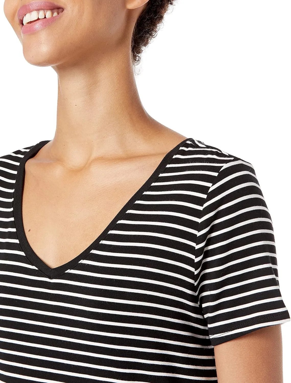 Amazon Essentials Women's Relaxed-Fit Short-Sleeve V-Neck Tunic (Available in Plus Size), Multipacks