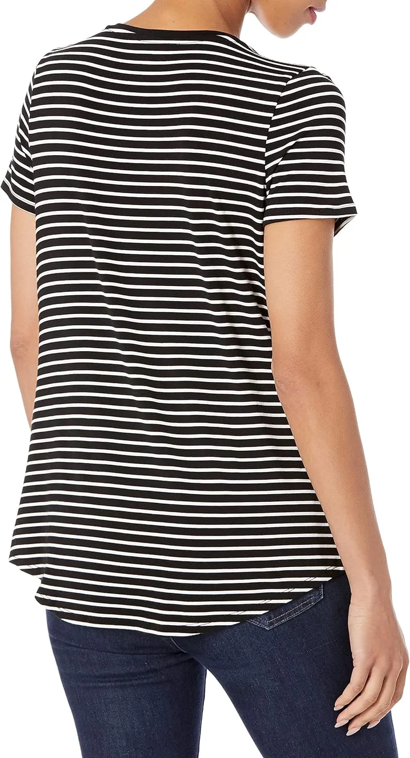 Amazon Essentials Women's Relaxed-Fit Short-Sleeve V-Neck Tunic (Available in Plus Size), Multipacks