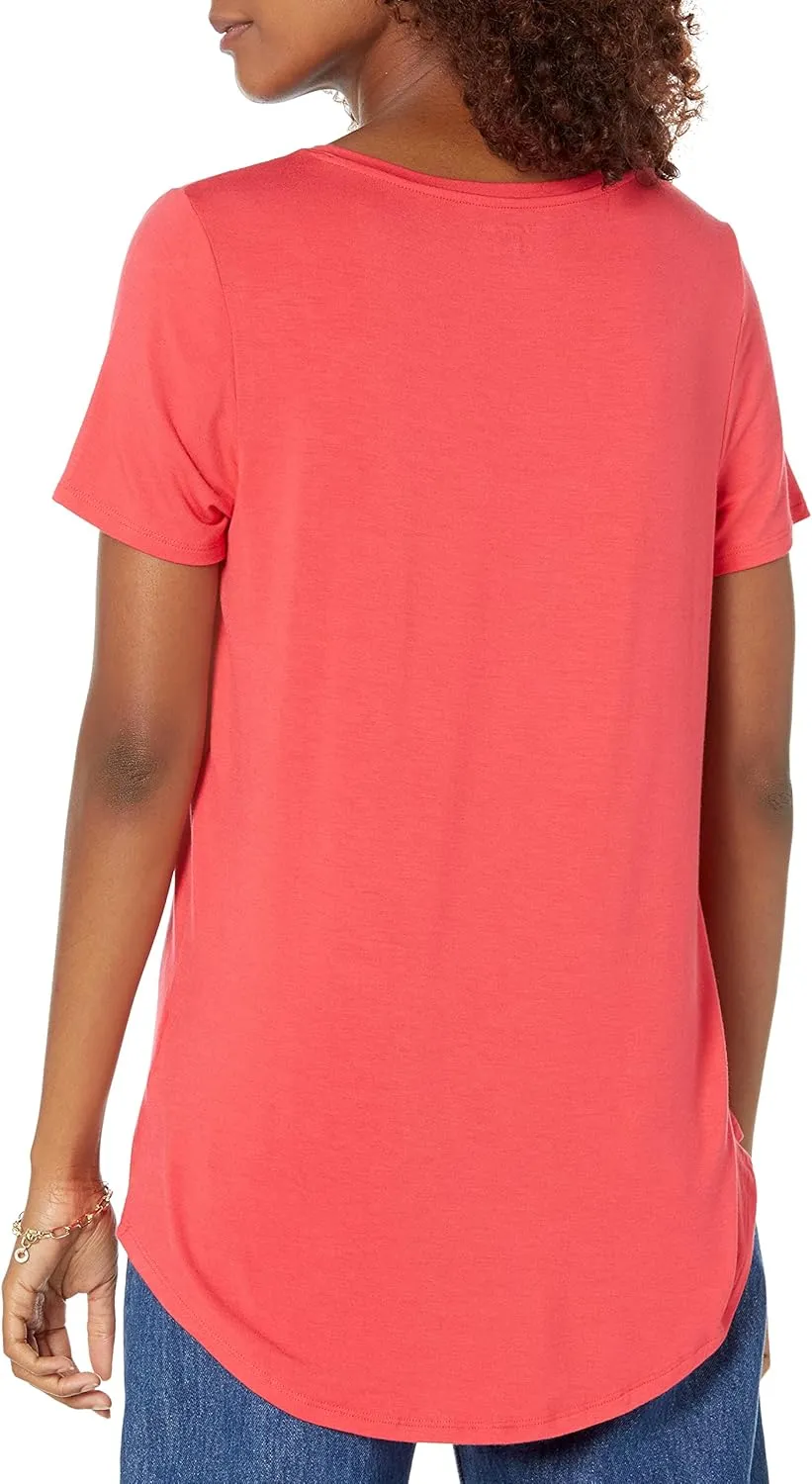 Amazon Essentials Women's Relaxed-Fit Short-Sleeve V-Neck Tunic (Available in Plus Size), Multipacks