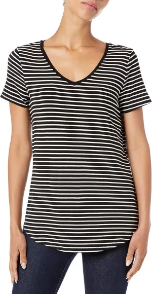 Amazon Essentials Women's Relaxed-Fit Short-Sleeve V-Neck Tunic (Available in Plus Size), Multipacks