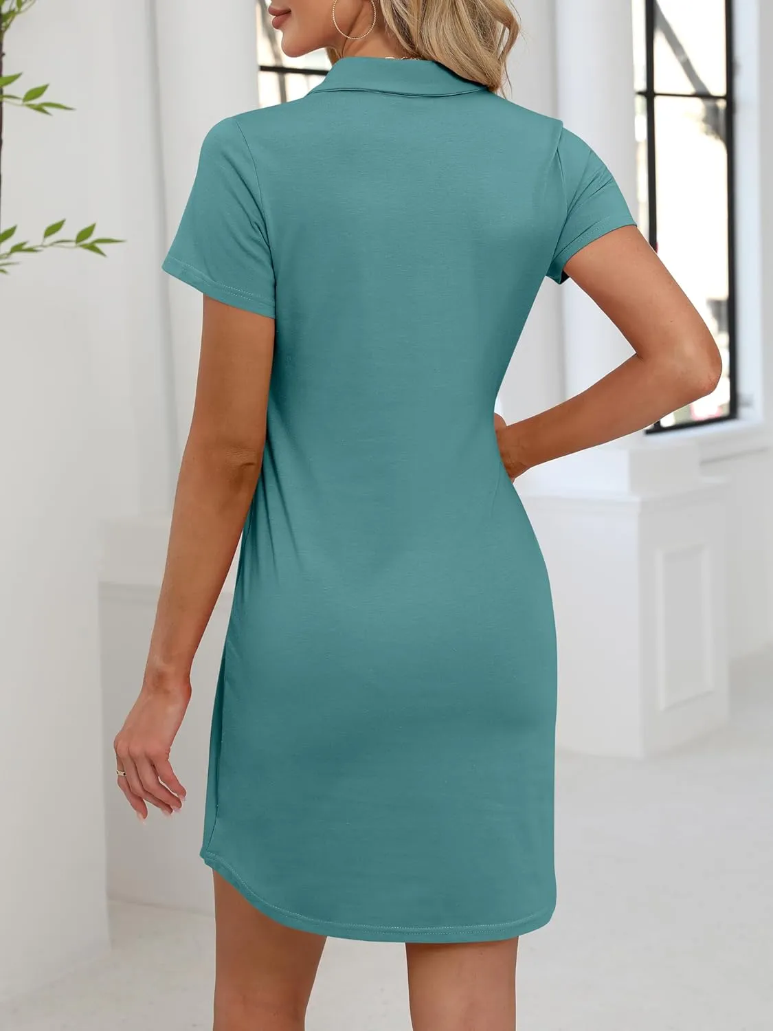 ANRABESS Womens Casual Summer T Shirt Dress Short Sleeve V Neck Mini Shift Dresses 2025 Fashion Vacation Travel Outfit