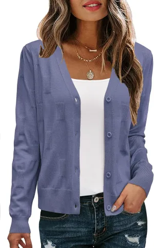 Arach&Cloz Womens Cropped Cardigan Lightweight 2025 Long Sleeve Bolero Shrug Knit Sweater Tops Cozy Clouds
