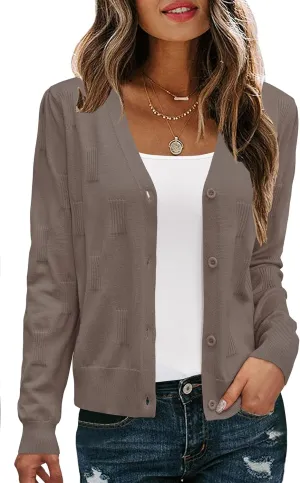 Arach&Cloz Womens Cropped Cardigan Lightweight 2025 Long Sleeve Bolero Shrug Knit Sweater Tops Cozy Clouds