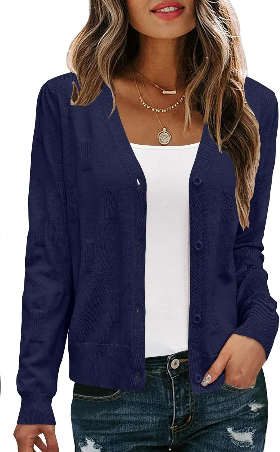 Arach&Cloz Womens Cropped Cardigan Lightweight 2025 Long Sleeve Bolero Shrug Knit Sweater Tops Cozy Clouds