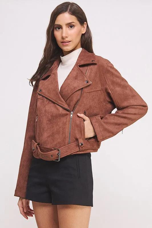 Belted Suede Waist High Jacket