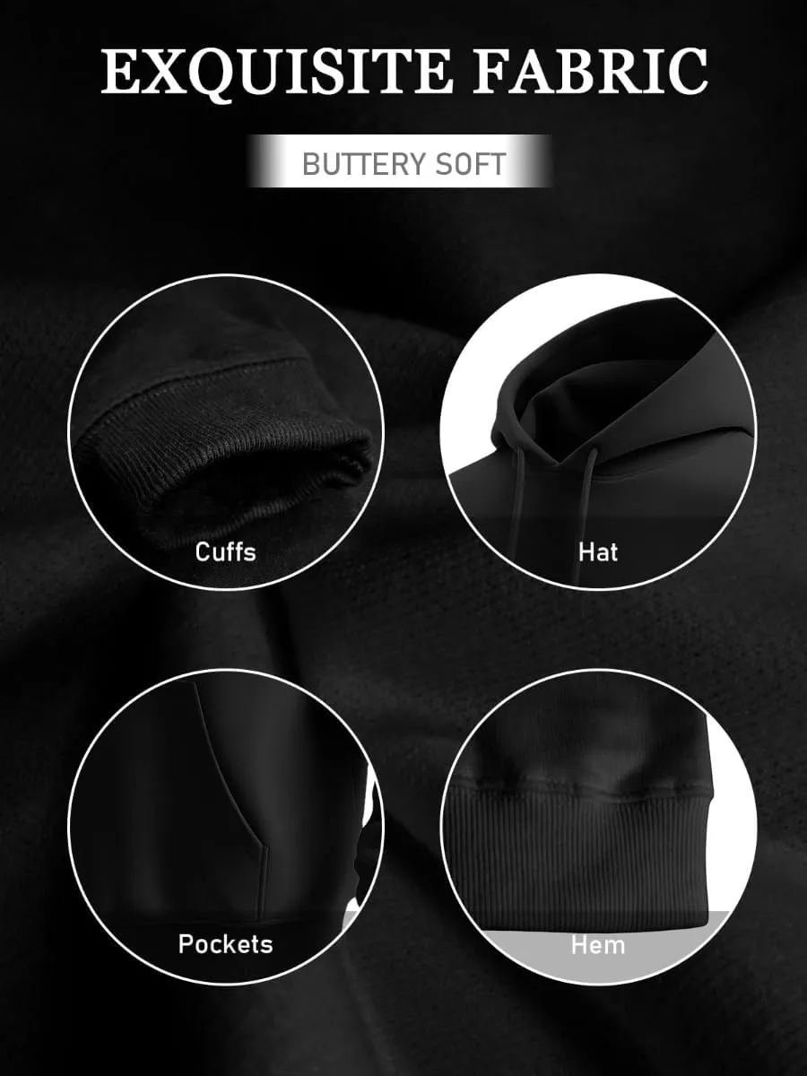 BEMIGO Hooded Sweatshirt Women Swan Cozy Black/White Sweatshirt with Oversized Front Pocket Elegant Printed Trendy Tops