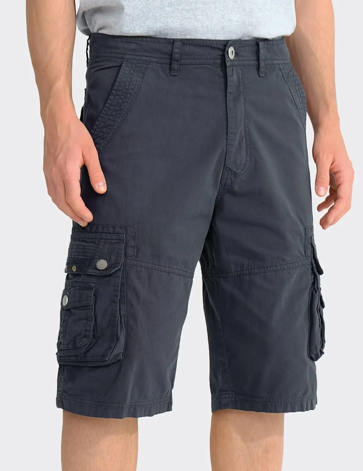 BEST SOUTH Men's Capri Long Twill Cargo Shorts Below Knee 13 Inches Cotton Relaxed Fit Casual Multi-Pocket
