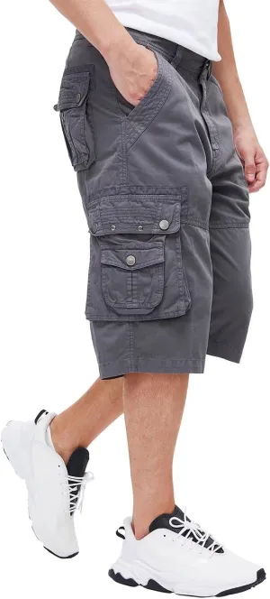 BEST SOUTH Men's Capri Long Twill Cargo Shorts Below Knee 13 Inches Cotton Relaxed Fit Casual Multi-Pocket
