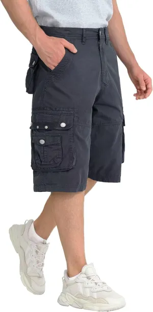 BEST SOUTH Men's Capri Long Twill Cargo Shorts Below Knee 13 Inches Cotton Relaxed Fit Casual Multi-Pocket