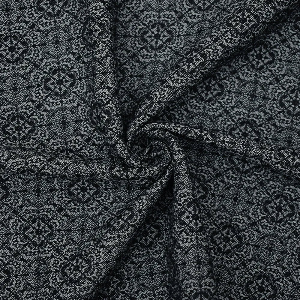 Black-Gray Rayon Blend Stretch Spandex Floral Bengaline Jacquard Fabric