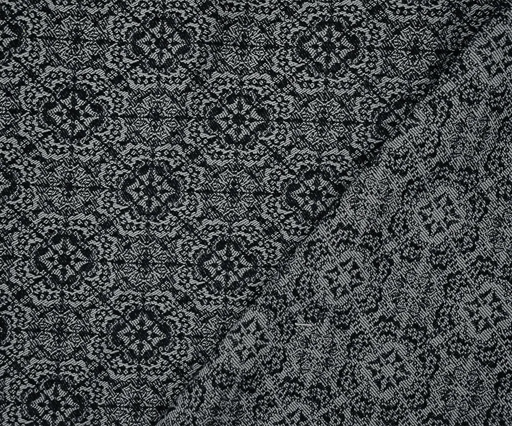 Black-Gray Rayon Blend Stretch Spandex Floral Bengaline Jacquard Fabric