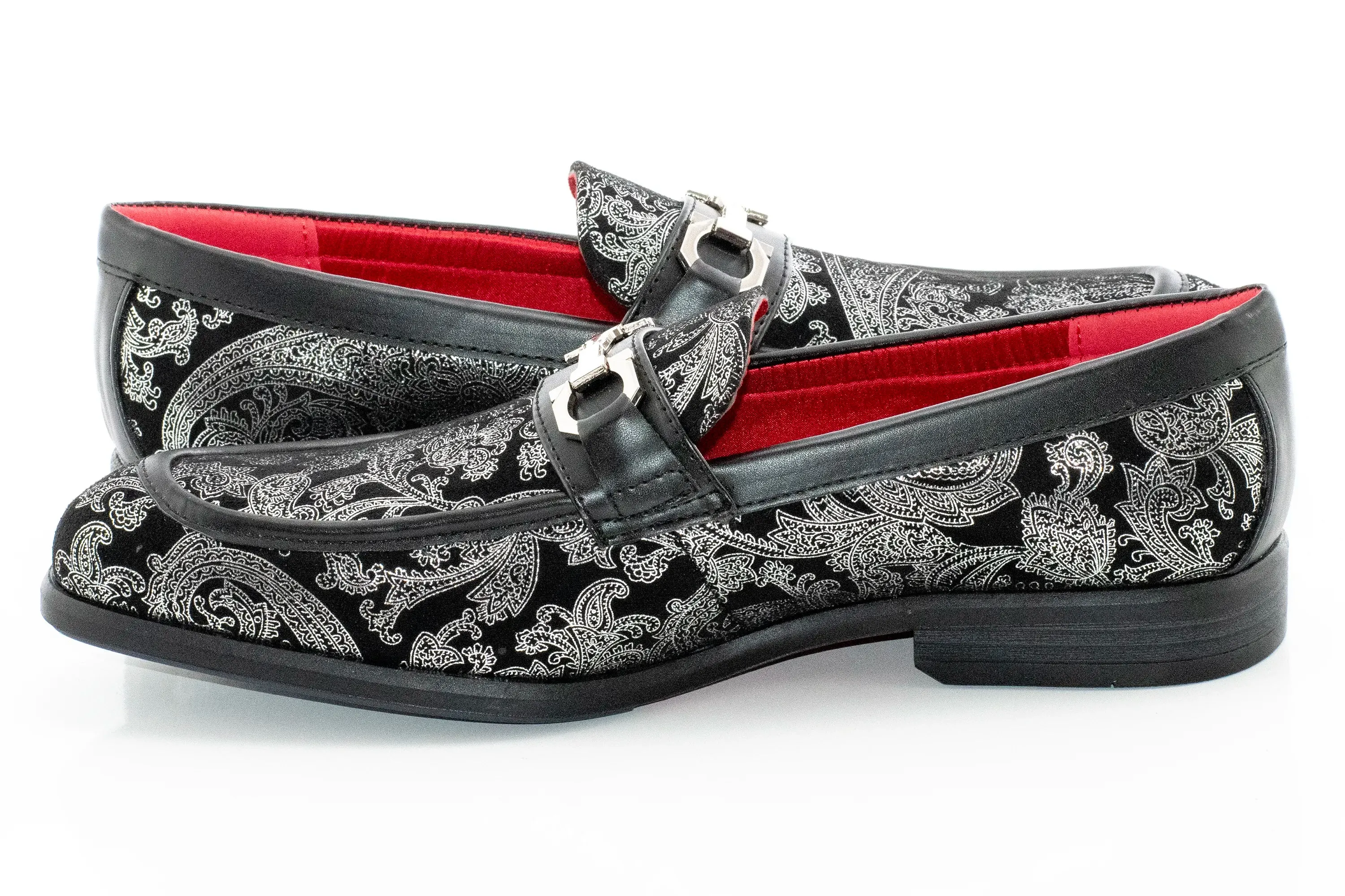 Black with Silver Paisley Bit Loafer