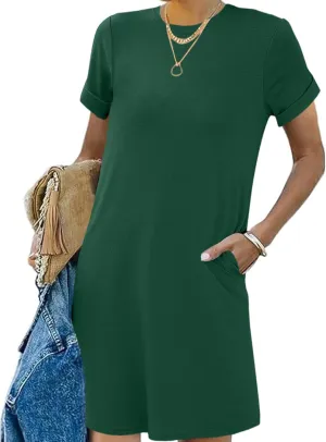 Bluetime Womens T Shirt Dresses Casual 2025 Summer Short Sleeve Loose Vacation Dress with Pockets