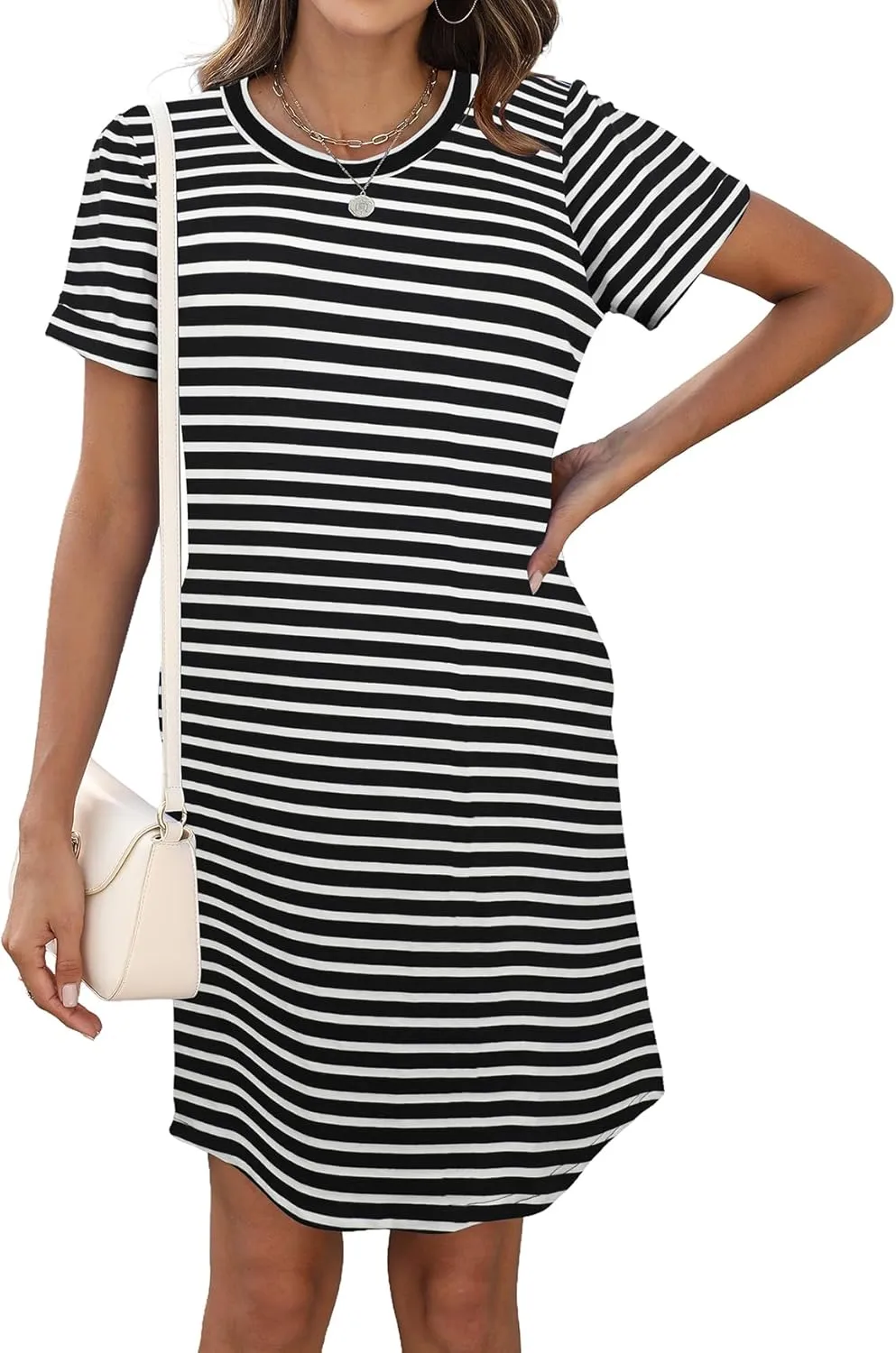 Bluetime Womens T Shirt Dresses Casual 2025 Summer Short Sleeve Loose Vacation Dress with Pockets