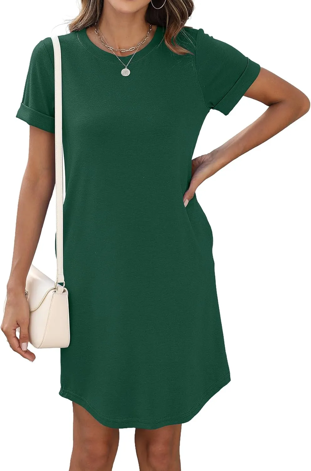 Bluetime Womens T Shirt Dresses Casual 2025 Summer Short Sleeve Loose Vacation Dress with Pockets