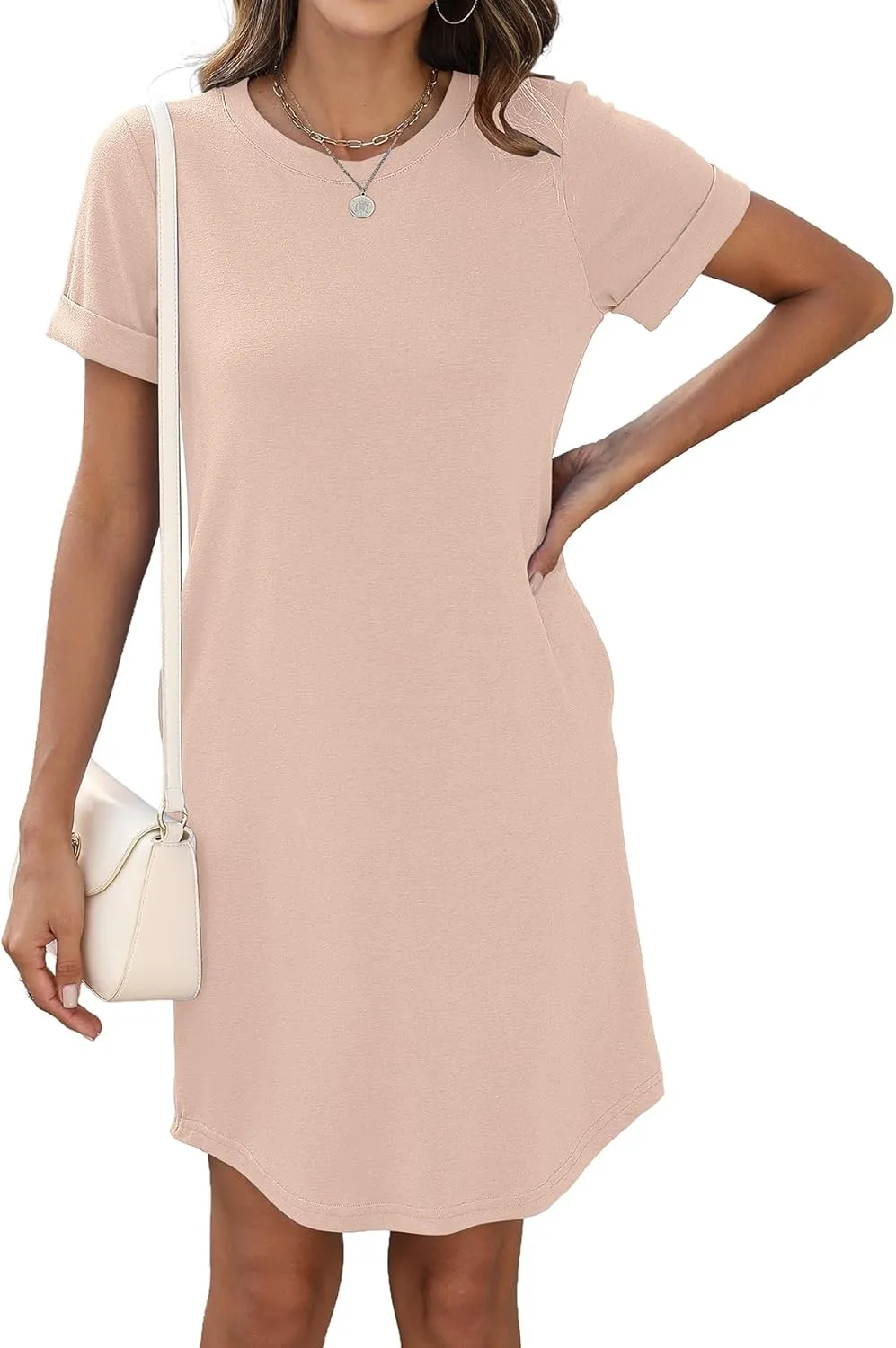 Bluetime Womens T Shirt Dresses Casual 2025 Summer Short Sleeve Loose Vacation Dress with Pockets